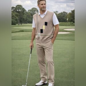 Vintage Titleist Golf Sweater Vest Made in Scotland 100 Cotton Preppy geometric